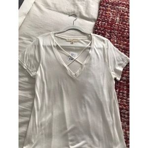 Urban Outfitters white cross-chest tee